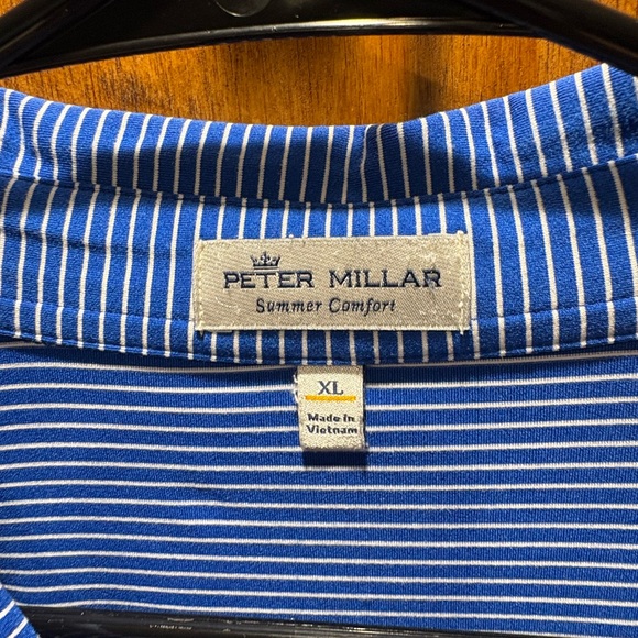 UK Peter Millar Blue and White Striped Polo - Picture 3 of 4